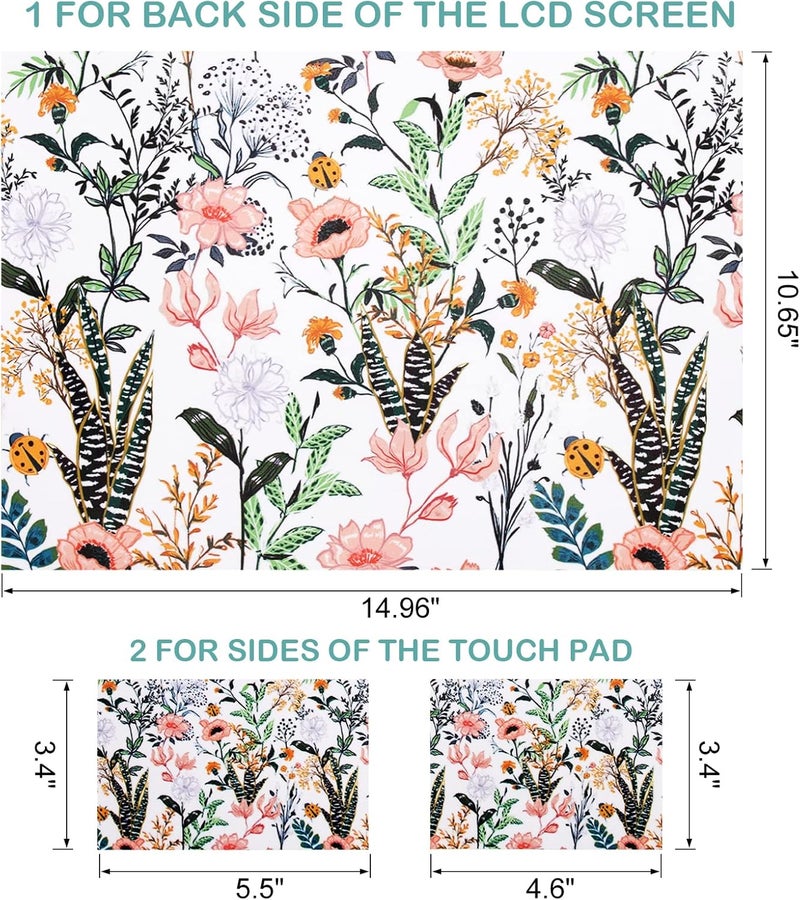 DINKY Laptop Skin Sticker Decal, 12" 13" 13.3" 14" 15" 15.4" 15.6 inch Laptop Universal Reusable Vinyl Skin Stickers Cover Art Decal Notebook PC Personalized Protector (Beautiful Floral) - Image 2